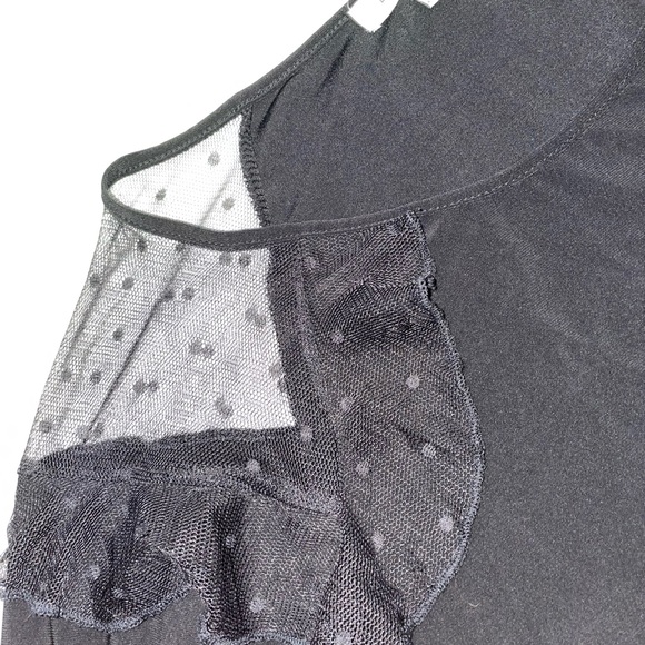 Emma & Olive Elegant Black Sheer Sleeve Top - Picture 5 of 7